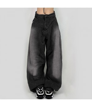 Street gradient color washed tie-dyed special loose wide-leg trousers low waist casual pants women