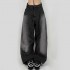 Street gradient color washed tie-dyed special loose wide-leg trousers low waist casual pants women