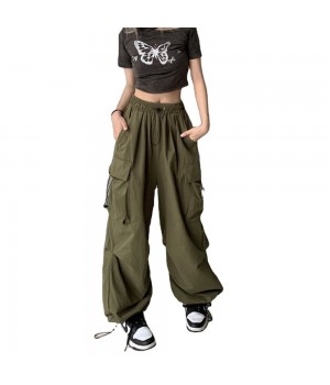 Custom Women's Summer Cargo Trousers Plus Size Streetwear Retro Casual Draped Loose Wide Leg Pants Anti-Pilling Feature