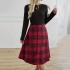 Wholesale Dresses Women Lady Elegant Casual Office Lady Clothing Spring And Autumn Casual Dress Red Plaid High Waist Skirt