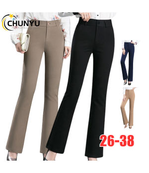 New Fashion Women Office Lady High Waist Straight Trousers Elastic Solid Color Soft Plus Size Formal Long Casual Pants